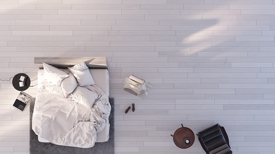 Chambre blanc minimaliste 3D